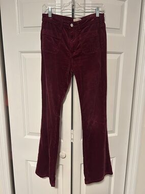 Pilcro Boot-Cut Corduroy Pants in Deep Burgundy